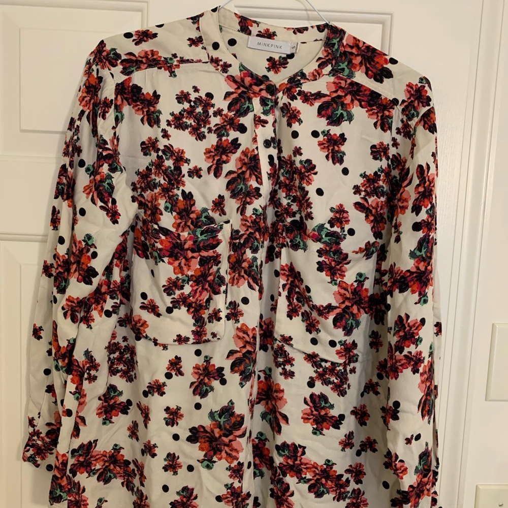 Mink Pink button down floral blouse